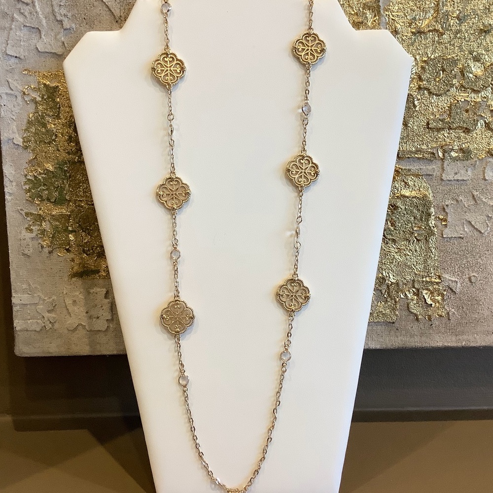 Metal Filigree Station Necklace